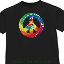 Tie - Dye Peace Sign Tie Dye Shirt Tye Cool Black T Shirt Shirts Homme Novelty Tshirt Men Cotton O-Neck