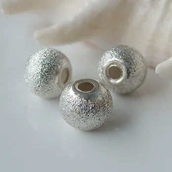 

solid 925 Sterling Silver stardust round beads with flat edges,jewelry components, wholesale