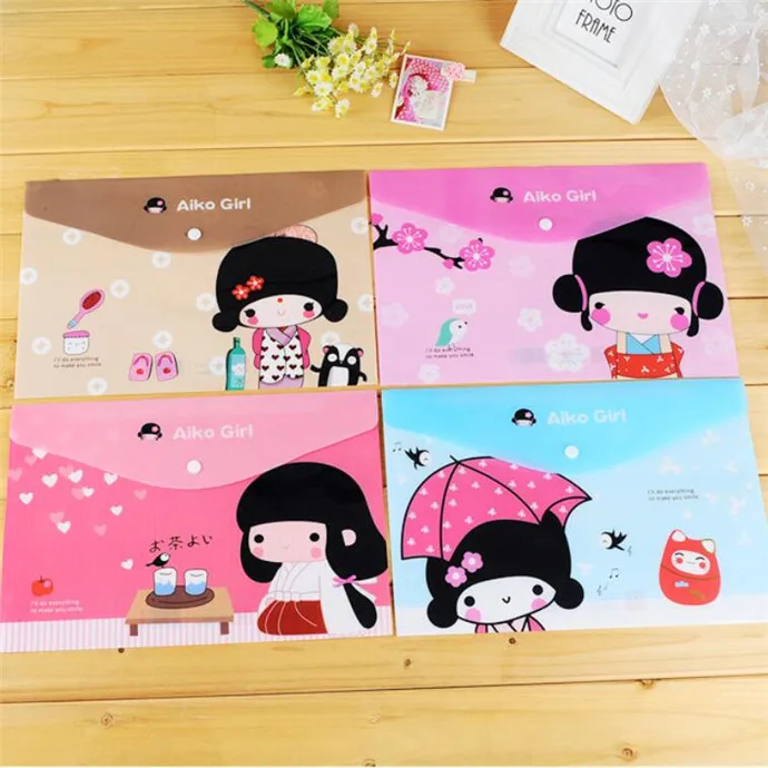 

24pcs/lot New Kawai Japanese Girl Style File Folder Documents Bag Stationery Filing Production A4 File Bag Wholesale