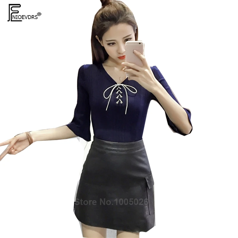 Cute Sweet Top Women Fashion Basic Wear Bow Tie Pullovers Sweaters font b Slim b font