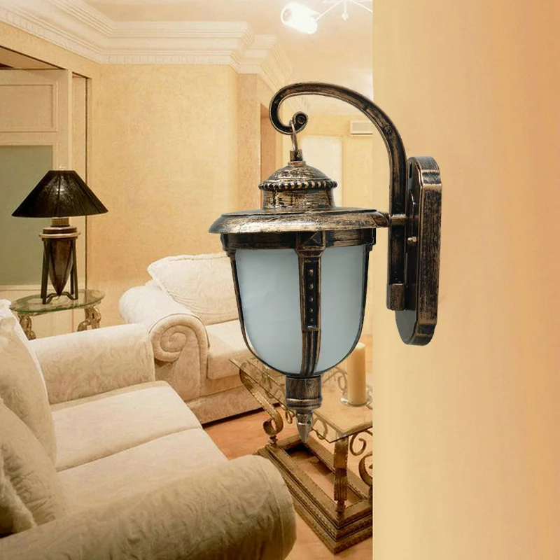 Luminária de Parede Europeia à Prova D'água Retrô Exterior Iluminação