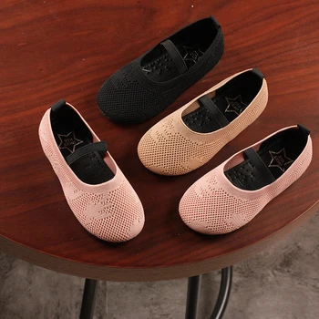 

Knitted Mesh Princess Shoes Girls Casual Flat Dress Shoes Breathable Dance Shoes Toddler Baby Footwear Size 21-30 Kids Moccasin