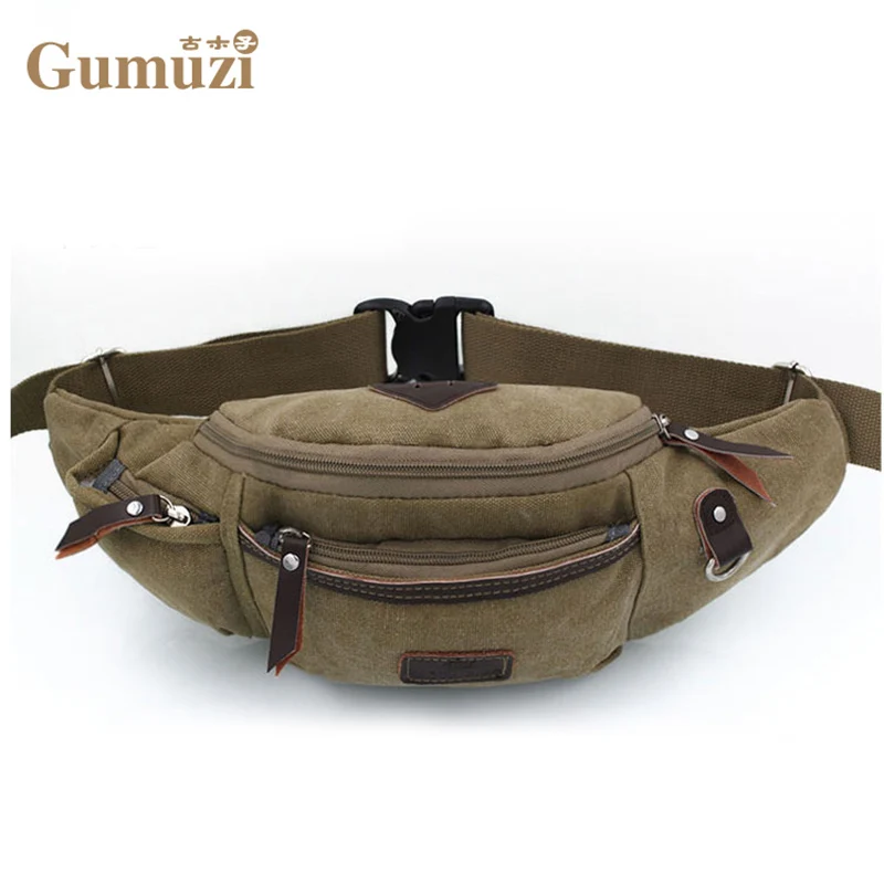 Men Good Quality Canvas Bag Waist Packs For Men Casual Men Waist Bag