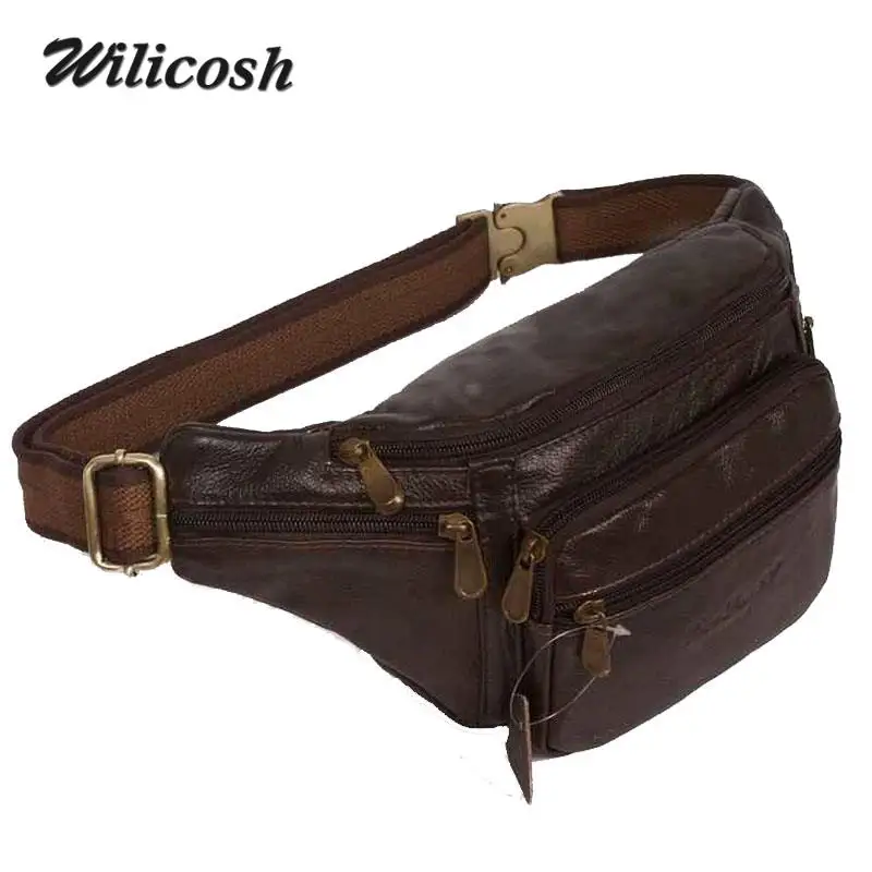 

2015 new style!genuine leather men's multifunction travel bags funny chest pack men waist pack hiqh quality men waist bag DB4010