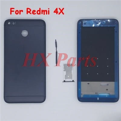 

LCD Front Frame Middle Housing + Back Battery Cover For Xiaomi Redmi 4X Red Rice 4X Full Housing With Side Buttons+Sim Tray