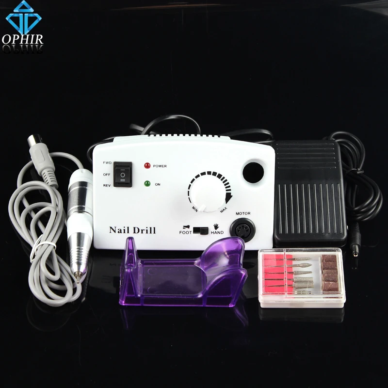 

OPHIR Pro Nail Art Electric Nail Drill Machine With Foot Pedal 30000RPM White 110V US Plug for Nail Glue Remover_KD146W