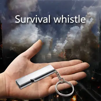 

High quality Outdoor Camping Hiking Double Frequency Whistling Self-defense Survival Whistle Tool Essential supplies Silver