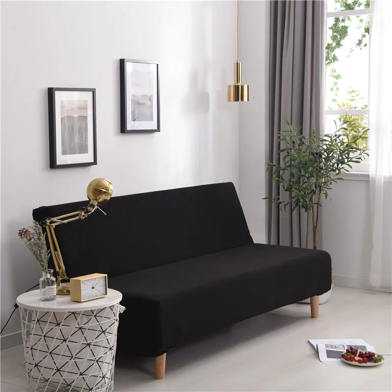 Вельветовый чехол для дивана, Толстый эластичный диван, чехол без подлокотника, складной раскладной диван-кровать, диван-кровать - Цвет: Черный