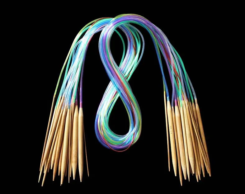 18 шт Многоцветный Круглый трубчатый карбонизированный бамбуковый деревянный спицы 40-120 см DIY вязать свитер шарф Express Love
