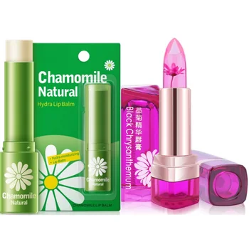 

Matte Lipstick Gradient Lip Gloss Lip Balm Wrinkles Care Set Beauty Makeup,Long Lasting Moisturizing Dilute Lips Flower Lipstick