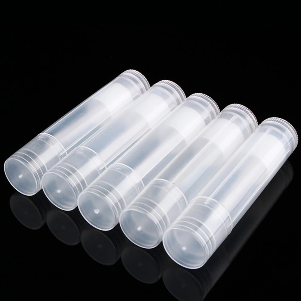 100pcs 5g Clear Plastic Cosmetic Lipstick Tubes DIY Empty Lip Balm