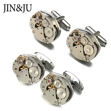 JIN& JU Горячая мужские ювелирные изделия два дизайна запонка с часовым механизмом подвижного стимпанковый механизм часы механизм запонки для мужчин s