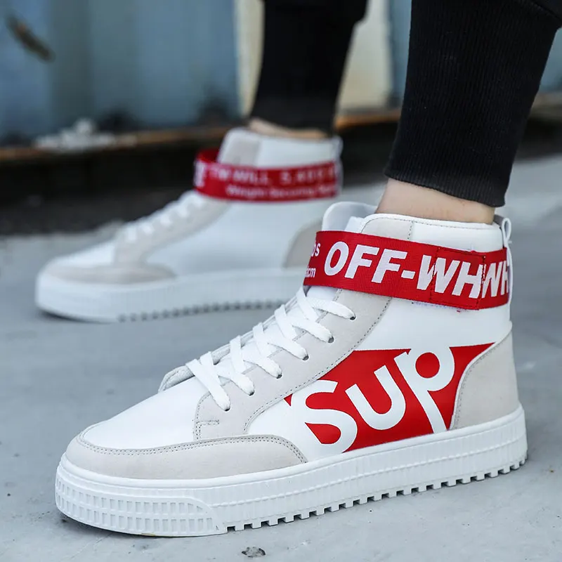 

Men Skateboarding Men Shoes leather Sports Sneakers Outdoor Athletic Flat Man Unisex White color Shoes Lace up