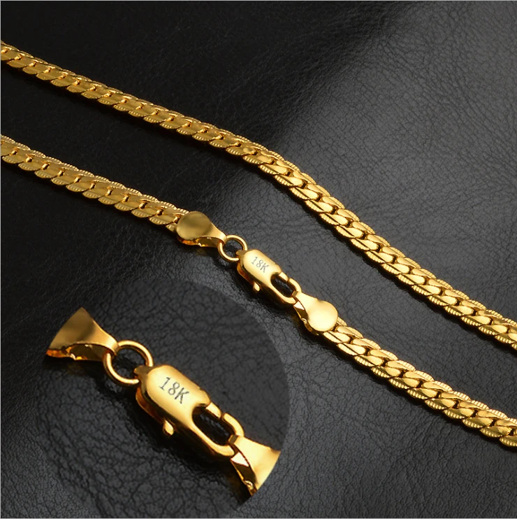 

Korean jewelry wholesale European and American hot jewelry gold fine 5MM full body gold necklace
