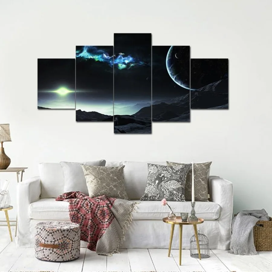 

5 Pieces Outer Space Planet Paintings HD Prints Earth Asteroids Posters Modular Framework Canvas Wall Art Pictures Home Decor