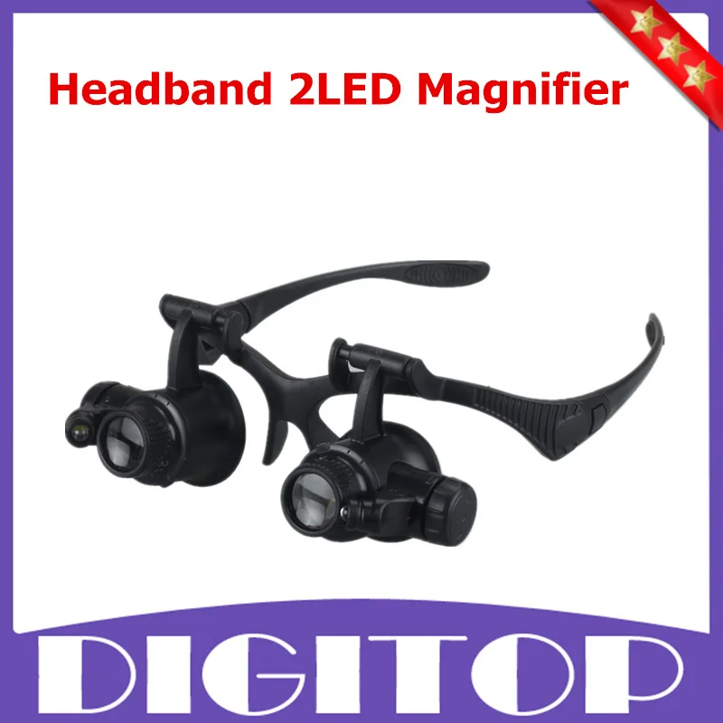 

8 Lens 10x 15x 20x 25x Headband 2LED Magnifier Magnifying Loupe 9892G Watch Repair Magnifier