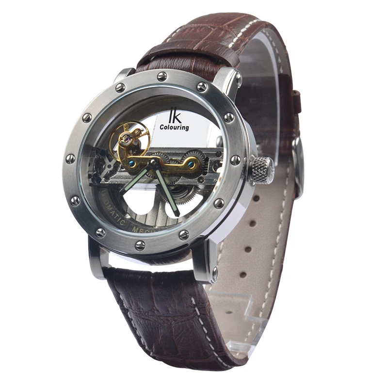 

Brand Luxury Men's Full Skeleton Watch Auto Mechanical Self-Wind Analog Watches 5ATM Waterproof 316L Steel Case Wristwatches