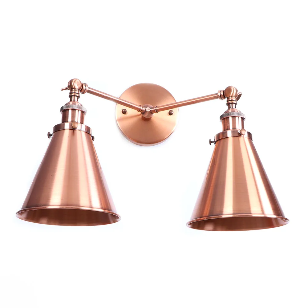 

Red Bronze Iron American Village Wall Lamp E27 Bulb with lampshade restaurant led wall lamp Bedroom wall light RWL0014