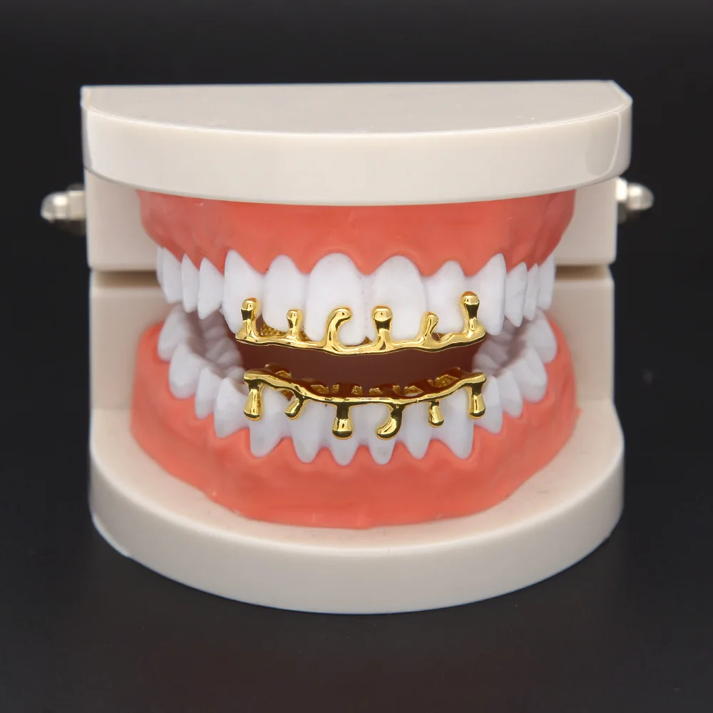 Хип-хоп зубная решетка в форме капли для зубов, подходит для верхней и нижней части зуба, золото, серебро, розовое золото, зубные грили для женщин и мужчин, украшения для тела