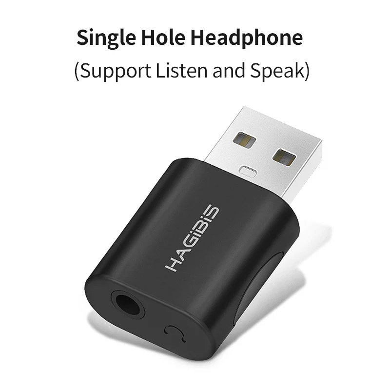 Черный Hagibis USB внешняя звуковая карта конвертер USB к разъему 3,5 мм наушники аудио адаптер микрофон Звуковая карта для ПК ноутбук аудио адаптер - Цвет: Черный