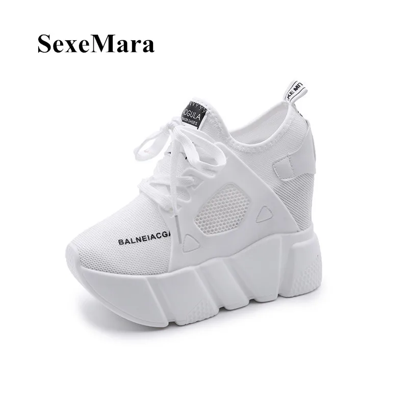 

2018 Women's Fashion Casual Shoes Women's Shoes Increases Women's Shoes Platform Network Air Wedge Airplane Shoes white Sneakers