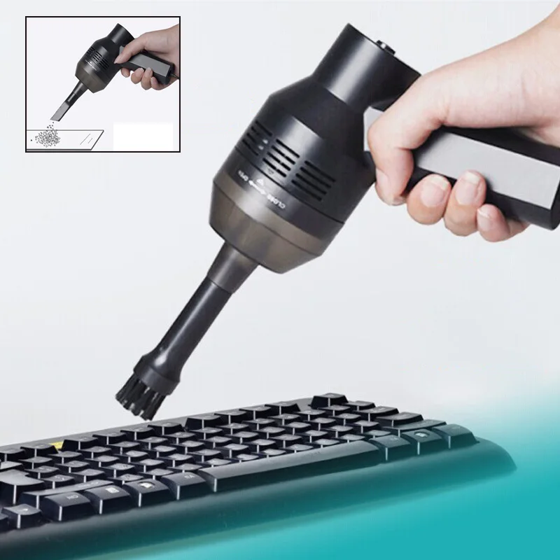 kit aspirapolvere ricaricabile per computer pulitore elettrico portatile con spugna per tastiere per PC Mini aspirapolvere portatile con tastiera USB 黑色 aspirapolvere per aspirapolvere tastiera
