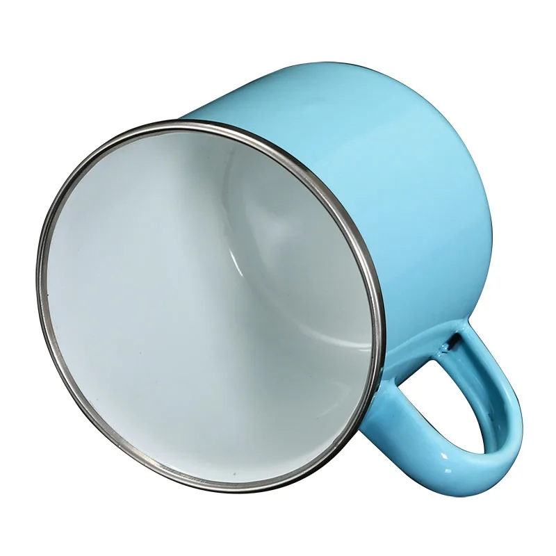 

High Quality Blue Enamel Coffee Mug Cup Classic Chinese Tea Cup With Brief One Color Pritinng For Office Home use