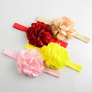 

20pcs/lot New Baby Large Satin Poppy Rose Flower Headband 20 color