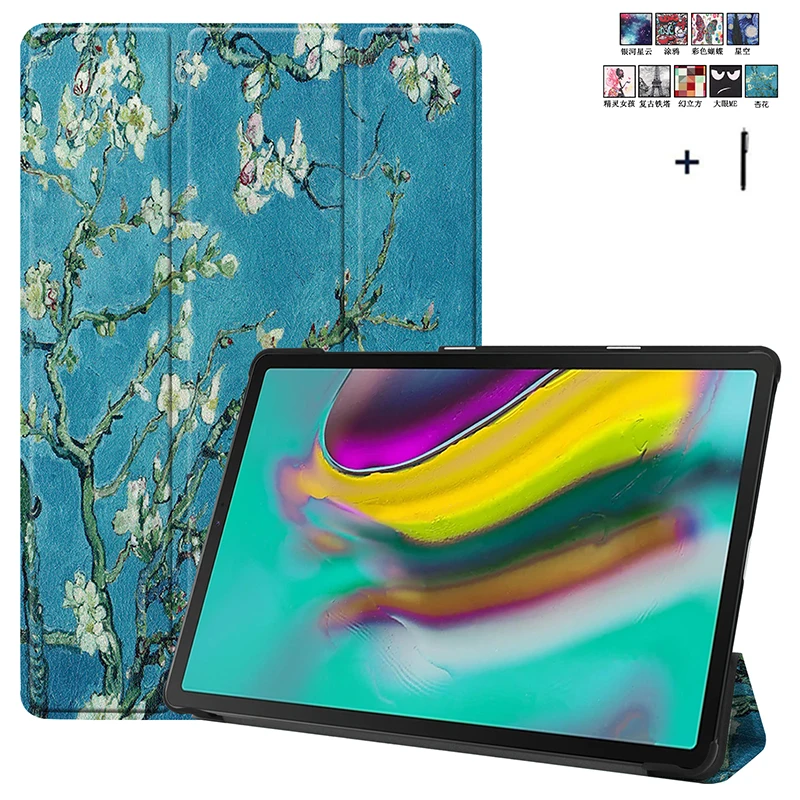 

Print Smart Wake Sleep Case For Samsung Galaxy Tab S5e 10.5'' SM-T720 SM-T725 Magnet Flip PU Leather Capa Fundas+Stylus