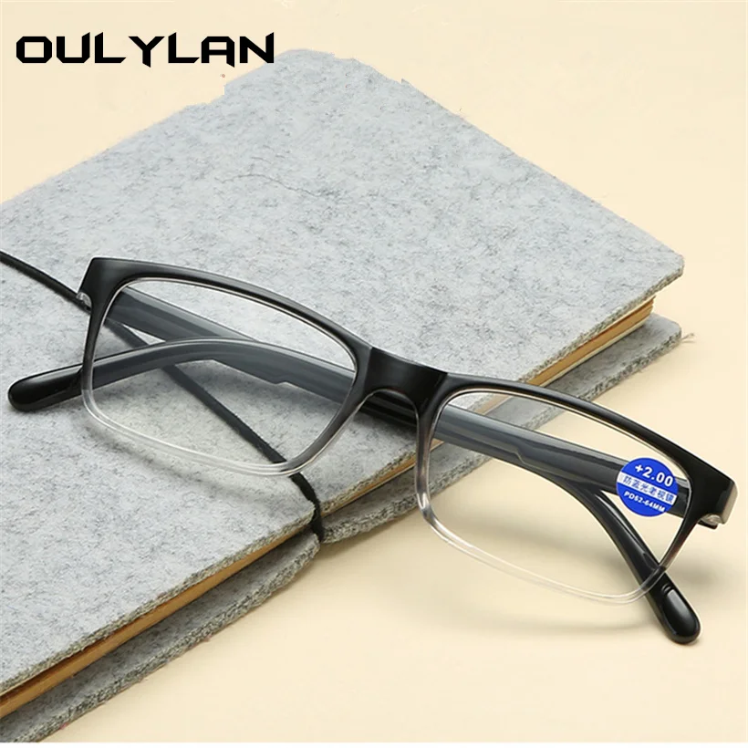 Oulylan Women Vintage Reading Glasses Rectangle Reader Fashion Eyeglasses Men Anti-blue light prescription Hyperopia Glasses