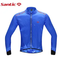 Santic Summer Autumn Cycling Raincoat Windproof Skin Coat Men’s Jersey MTB Bike Bicycle Outdoor Sport Clothes UV Protection Blue