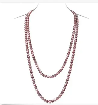 

charming outstanding 7-8mm south seas pink purple pearl necklace 50inch earring