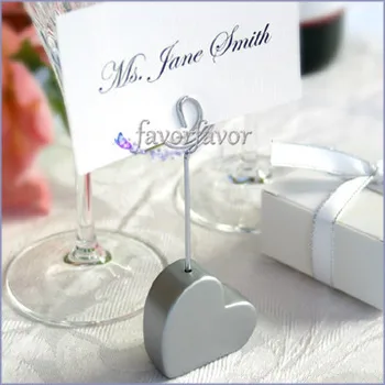 

FREE SHIPPING 100PCS Silver Heart Shape Place Card Holder Wedding Favors Place Card Clip Favors Party Table Setting Gifts