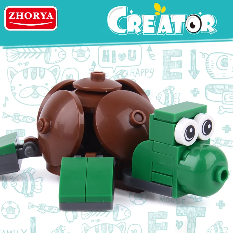 

Zhorya Mini Turtle Building Blocks Sea Lion Model Bricks Toys For Children Enlighten Educational Kids Playthings Toy Gifts