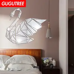 Украшение дома 3D геометрический Лебедь настенное зеркало в стиле Арт Наклейка украшение Наклейки роспись съемный декор обои LF-1262
