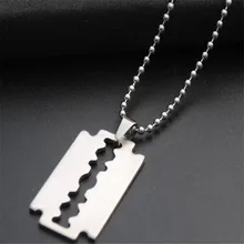 simple men stainless steel blade pendant necklace silver color bead chain sweater necklaces pendant women choker fashion jewelry
