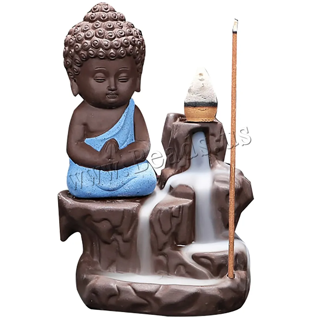The Little Monk Smoke Waterfall Backflow Incense Burner Small Buddha Ceramic Incense Holder Censer Use In Home Office Teahouse