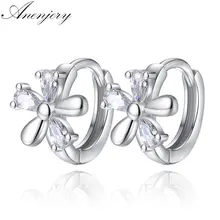 Anenjery, новая мода, 925 пробы, серебряные серьги, циркон, цветок сливы, серьги-гвоздики для женщин, украшения для ушей, серьги S-E251