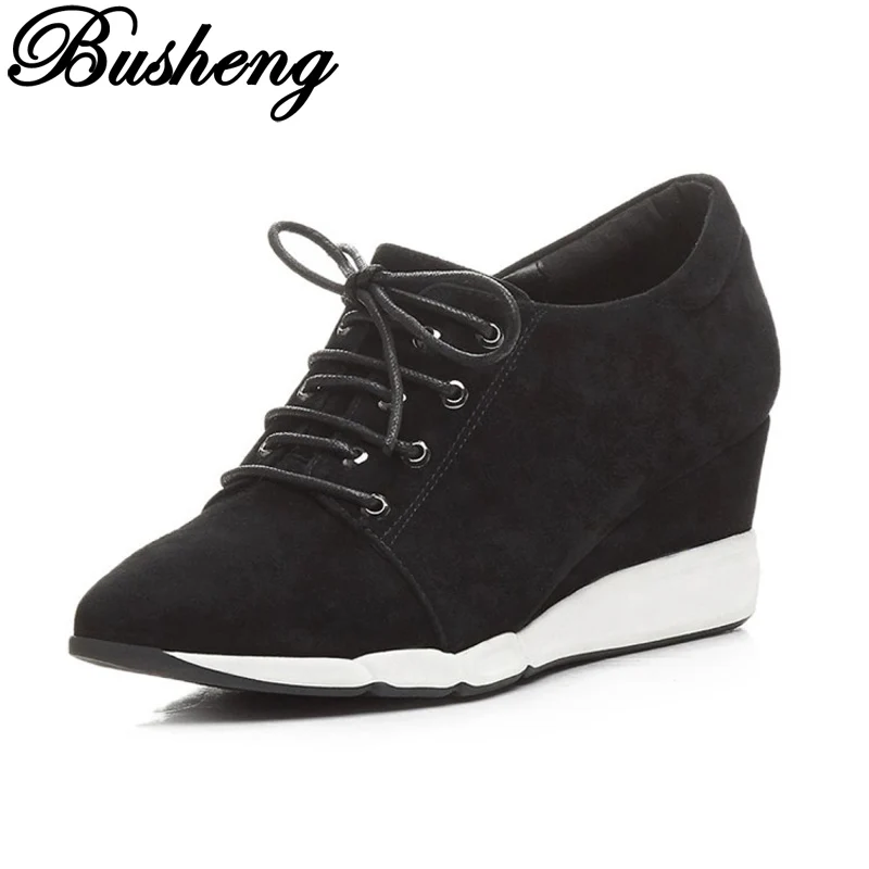 

BUSHENG  Fashion 2017 Loafers Shoes Woman Genuine Leather Wedges Shoes Platform Casual Shoes Woman New Spring Women Flats