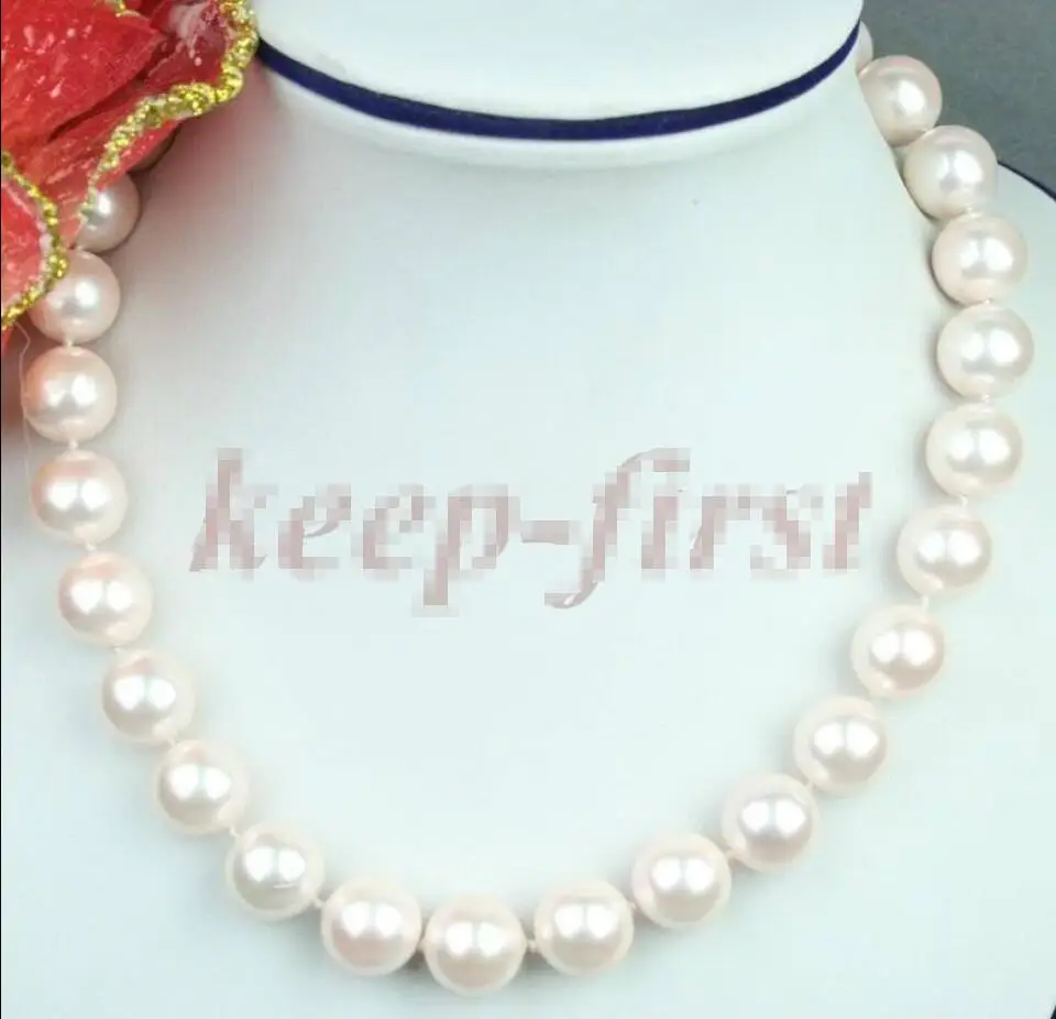 

Hot sale new Style >>>>>14 MM ELEGANT BABY PINK SHELL PEARL NECKLACE