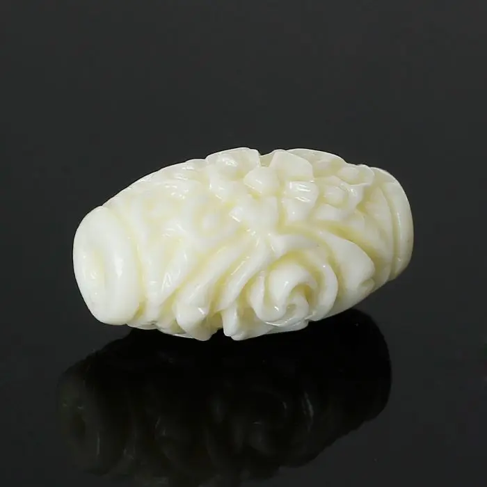

new Created Coral Spacer Beads Barrel Beige Flower Carved About 16mm x 9mm,Hole:Approx 2mm,20PCs