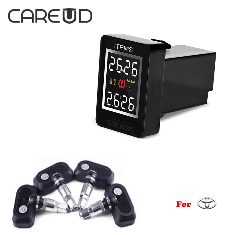 

CAREUD TPMS U912 Wireless Tire Pressure Indicator 4 Internal Sensor Tyre Pressure Monitoring Internal Systemm TPMS for Toyota