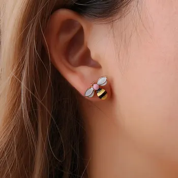 

Korean Wild Sweet Small Bee Earrings Colorful Insect Punk Studs Temperament Fashion Cute Stud Earrings Jewelry For Women 2020