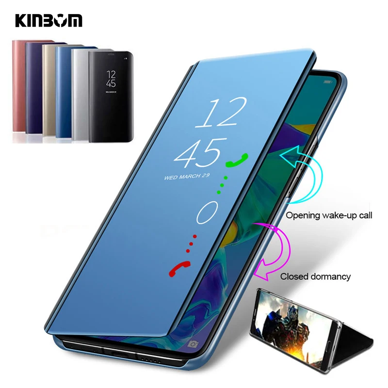 Full-Mirror-leather-Cases-Smart-Flip-Case-For-Huawei-P20-P30-Lite-Pro-Flip-Standing-Phone