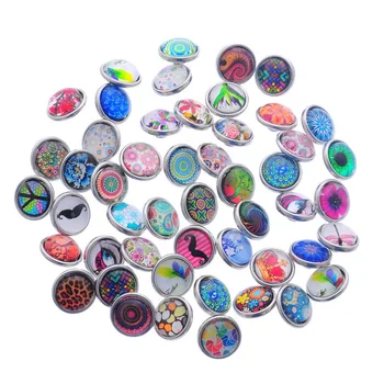

wholesale 50pcs/lot 12 mm Mix Many Styles Glass Snaps Button Interchangeable Ginger Snap Button for Charm Bracelet Jewelry YY518