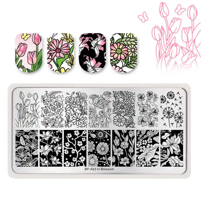 Born Pretty Nail Template Flower Animal Cactus Butterfly Anicorn