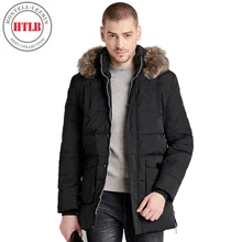 HTLB, зимняя длинная теплая куртка с био-пухом, меховая шапка, парка, пальто для мужчин, фирменная новинка, Повседневная Толстая теплая верхняя одежда с капюшоном, парки, Тренч, пальто для мужчин