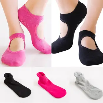 

hirigin Women Cotton Backless Professional Fitness Socks Barre Non-slip Skid Barre Pilates Ballet