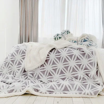 Двойное толстое фланелевое одеяло весна и осень геометрическое теплое двустороннее одеяло автомобиль самолет диван одеяло подарок Прямая поставка - Цвет: Purple