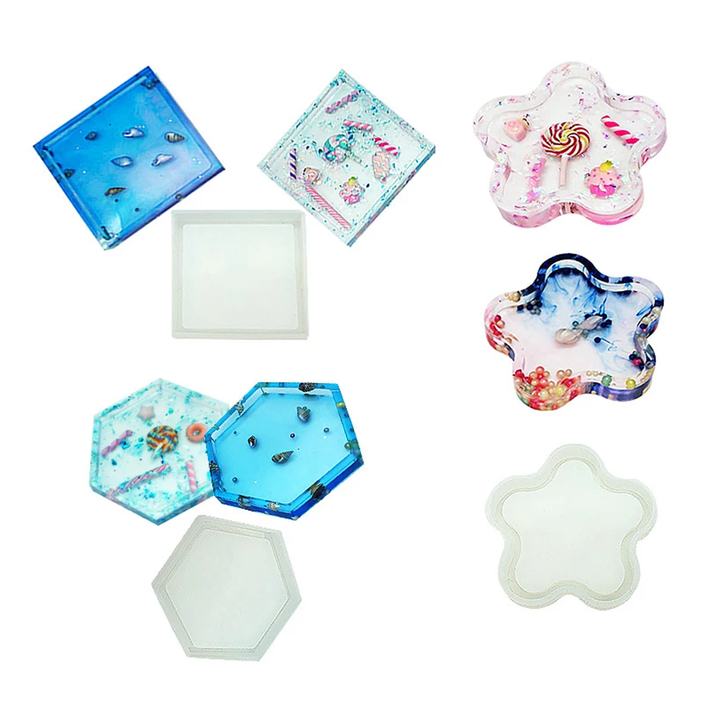 

Hot Sale DIY Silicone Cup Pad Water Cup Mat Holder Epoxy Resin Crafts Molds 5 Styles 2019 New 1pcs Transparent Clay Mould